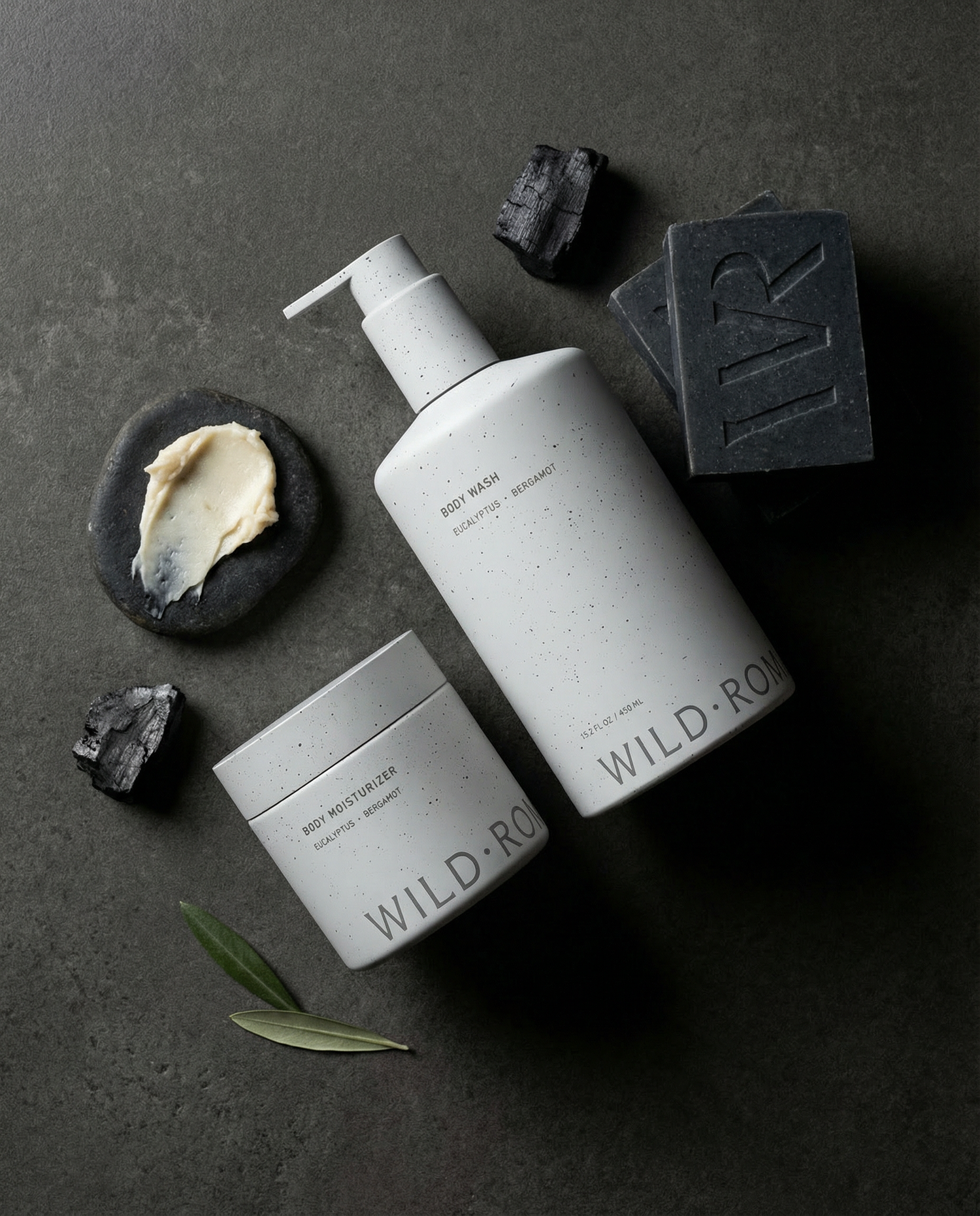 beef tallow moisturizer, mens body wash and charcoal bar soap from Wild Roman